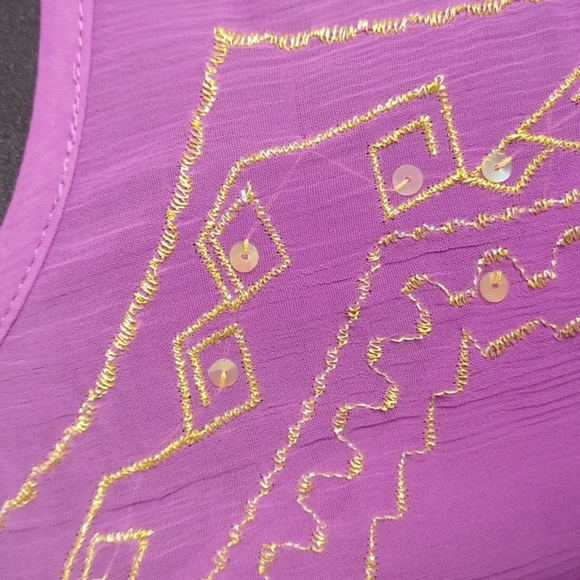 C.L.O.T.H.E.S. Embroidered & Sequined Tunic with Camisole,  lilac/purple/gold - Picture 7 of 7